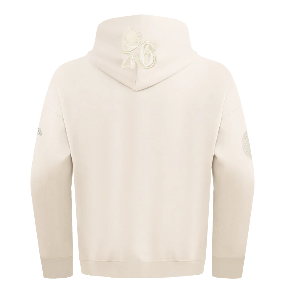 NBA PHILADELPHIA 76ERS NEUTRAL DROP SHOULDER MEN'S PULLOVER HOODIE (EGGSHELL) - Image 11