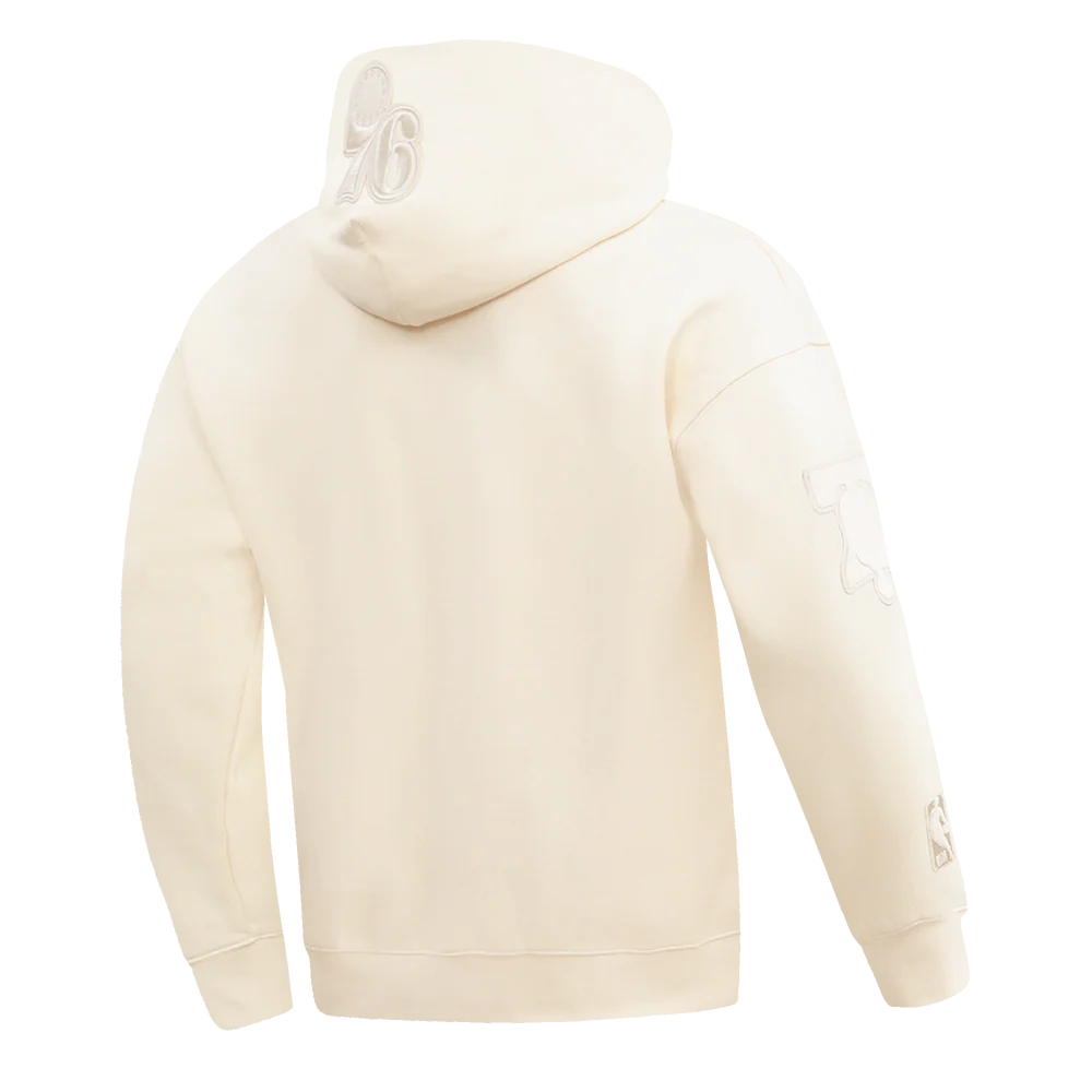 NBA PHILADELPHIA 76ERS NEUTRAL DROP SHOULDER MEN'S PULLOVER HOODIE (EGGSHELL) - Image 3