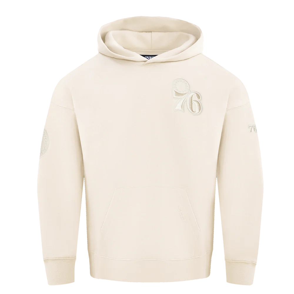 NBA PHILADELPHIA 76ERS NEUTRAL DROP SHOULDER MEN'S PULLOVER HOODIE (EGGSHELL) - Image 9