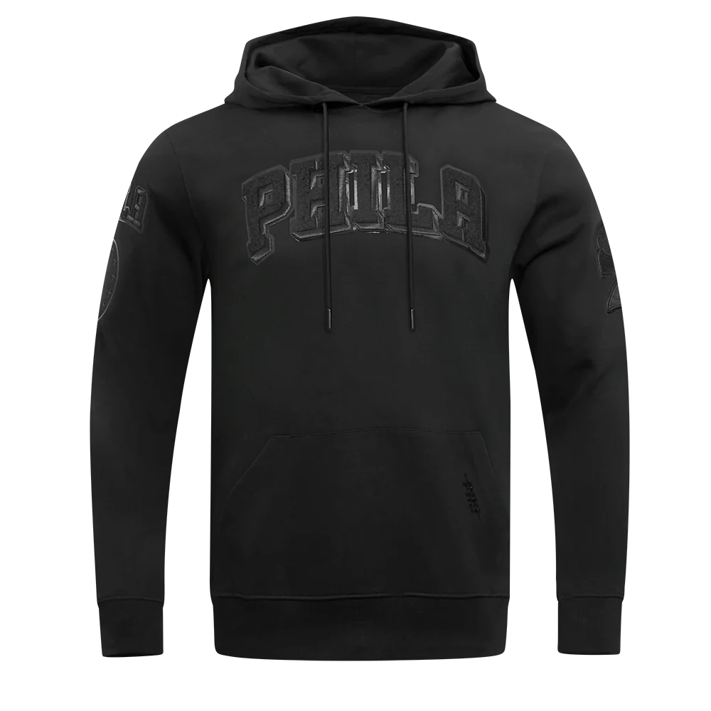 NBA PHILADELPHIA 76ERS CLASSIC MEN'S 3BK DK PO HOODIE (TRIPLE BLACK) - Image 3