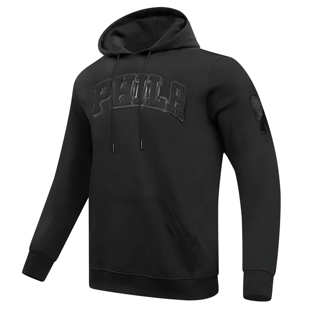 NBA PHILADELPHIA 76ERS CLASSIC MEN'S 3BK DK PO HOODIE (TRIPLE BLACK) - Image 4