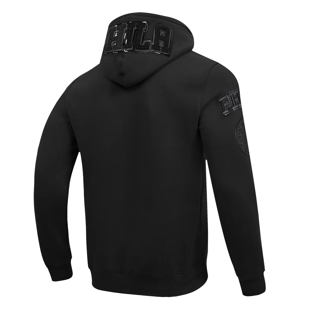 NBA PHILADELPHIA 76ERS CLASSIC MEN'S 3BK DK PO HOODIE (TRIPLE BLACK) - Image 6