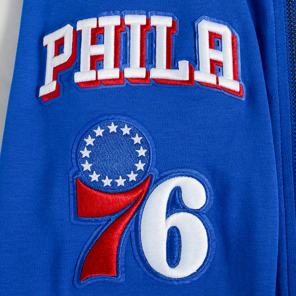 NBA PHILADELPHIA 76ERS CLASSIC CHENILLE MEN'S FULL ZIP PULLOVER HOODIE (ROYAL BLUE) - Image 10