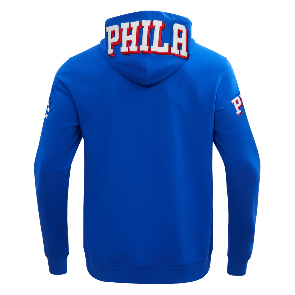 NBA PHILADELPHIA 76ERS CLASSIC CHENILLE MEN'S FULL ZIP PULLOVER HOODIE (ROYAL BLUE) - Image 7