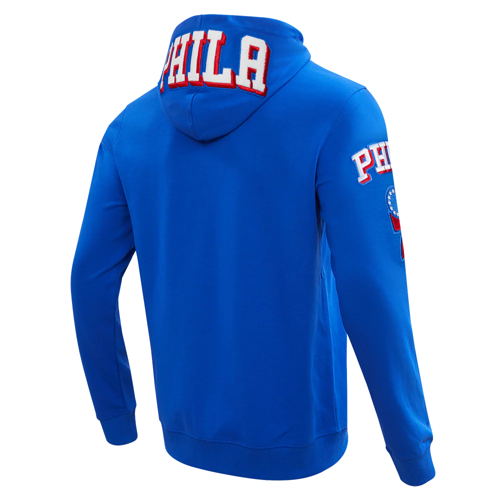 NBA PHILADELPHIA 76ERS CLASSIC CHENILLE MEN'S FULL ZIP PULLOVER HOODIE (ROYAL BLUE) - Image 8
