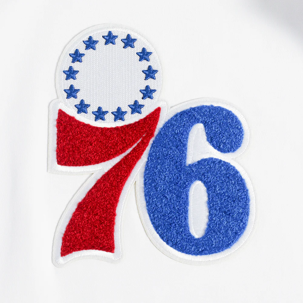 NBA PHILADELPHIA 76ERS CLASSIC CHENILLE MEN'S FULL ZIP PULLOVER HOODIE (WHITE) - Image 10