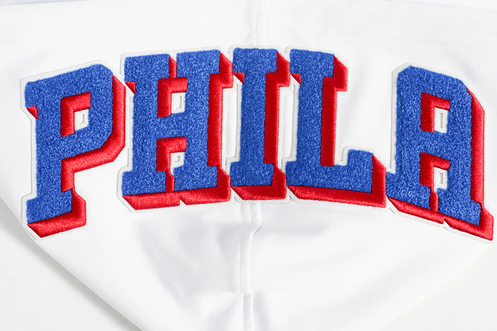 NBA PHILADELPHIA 76ERS CLASSIC CHENILLE MEN'S FULL ZIP PULLOVER HOODIE (WHITE) - Image 12