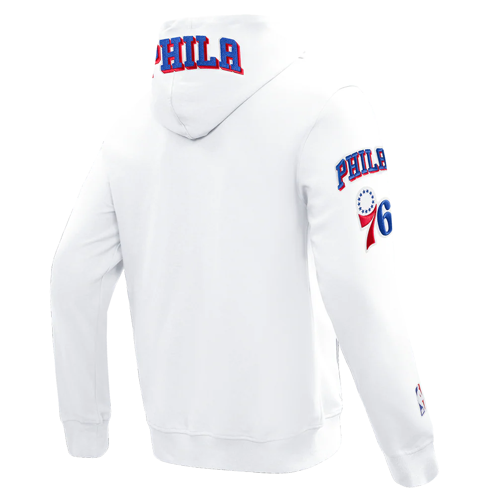 NBA PHILADELPHIA 76ERS CLASSIC CHENILLE MEN'S FULL ZIP PULLOVER HOODIE (WHITE) - Image 8