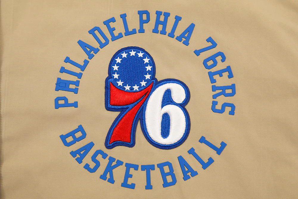 NBA PHILADELPHIA 76ERS HYBRID WOVEN MEN'S FULL ZIP PULLOVER HOODIE (KHAKI) - Image 5