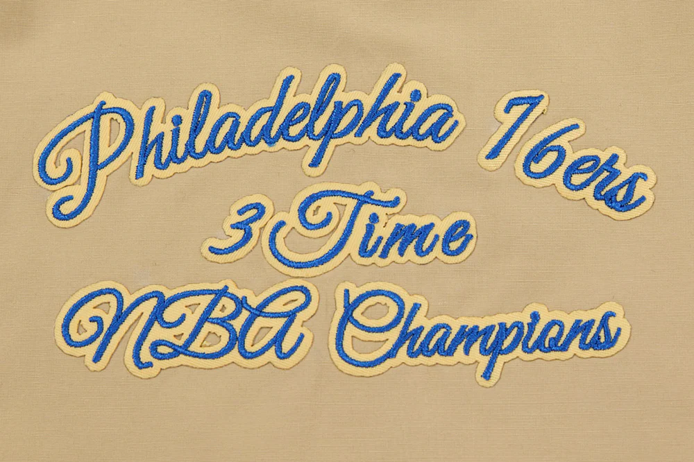 NBA PHILADELPHIA 76ERS HYBRID WOVEN MEN'S FULL ZIP PULLOVER HOODIE (KHAKI) - Image 6