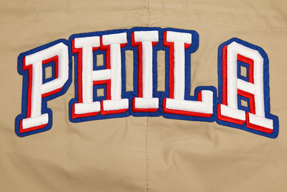 NBA PHILADELPHIA 76ERS HYBRID WOVEN MEN'S FULL ZIP PULLOVER HOODIE (KHAKI) - Image 9