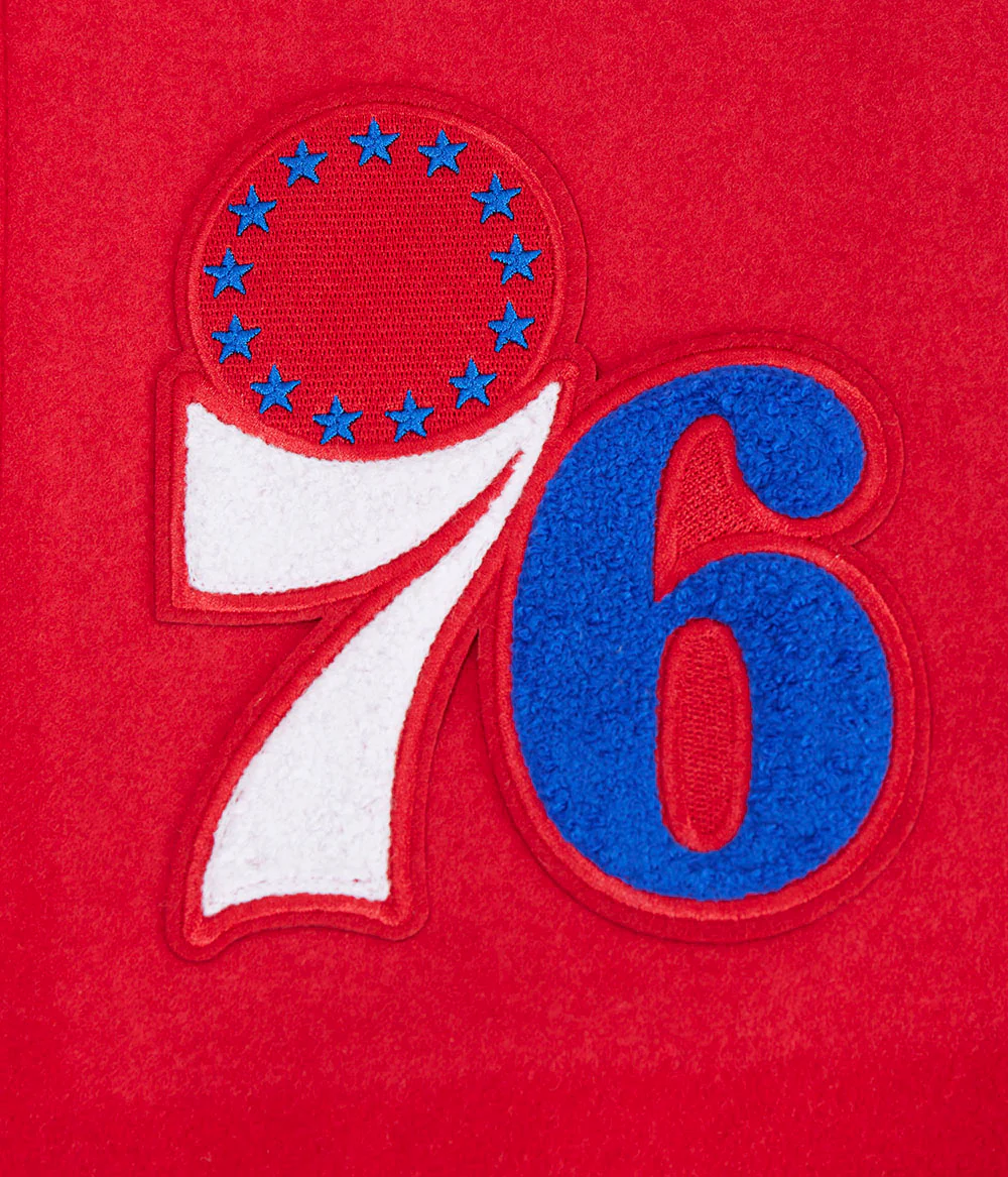 NBA PHILADELPHIA 76ers SCRIPT TAIL MEN'S RIB WOOL VARSITY (RED/WHITE) - Image 5