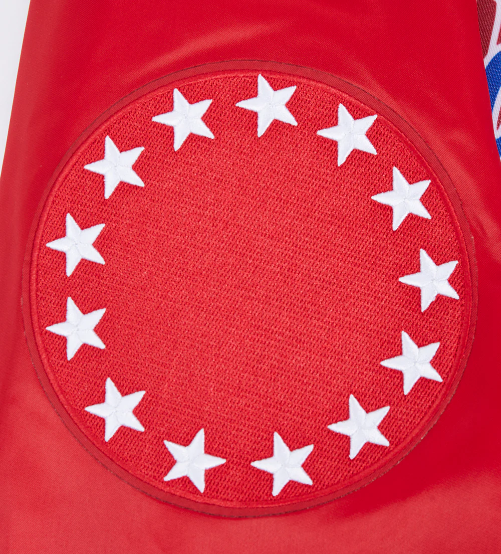 NBA PHILADELPHIA 76ers SCRIPT TAIL MEN'S SATIN JACKET (RED) - Image 6