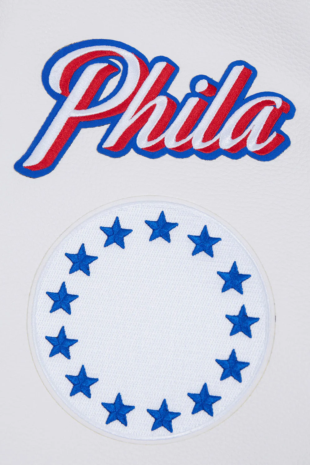 NBA PHILADELPHIA 76ERS OLD ENGLISH MEN'S RIB WOOL VARSITY JACKET (ROYAL BLUE/RED) - Image 7