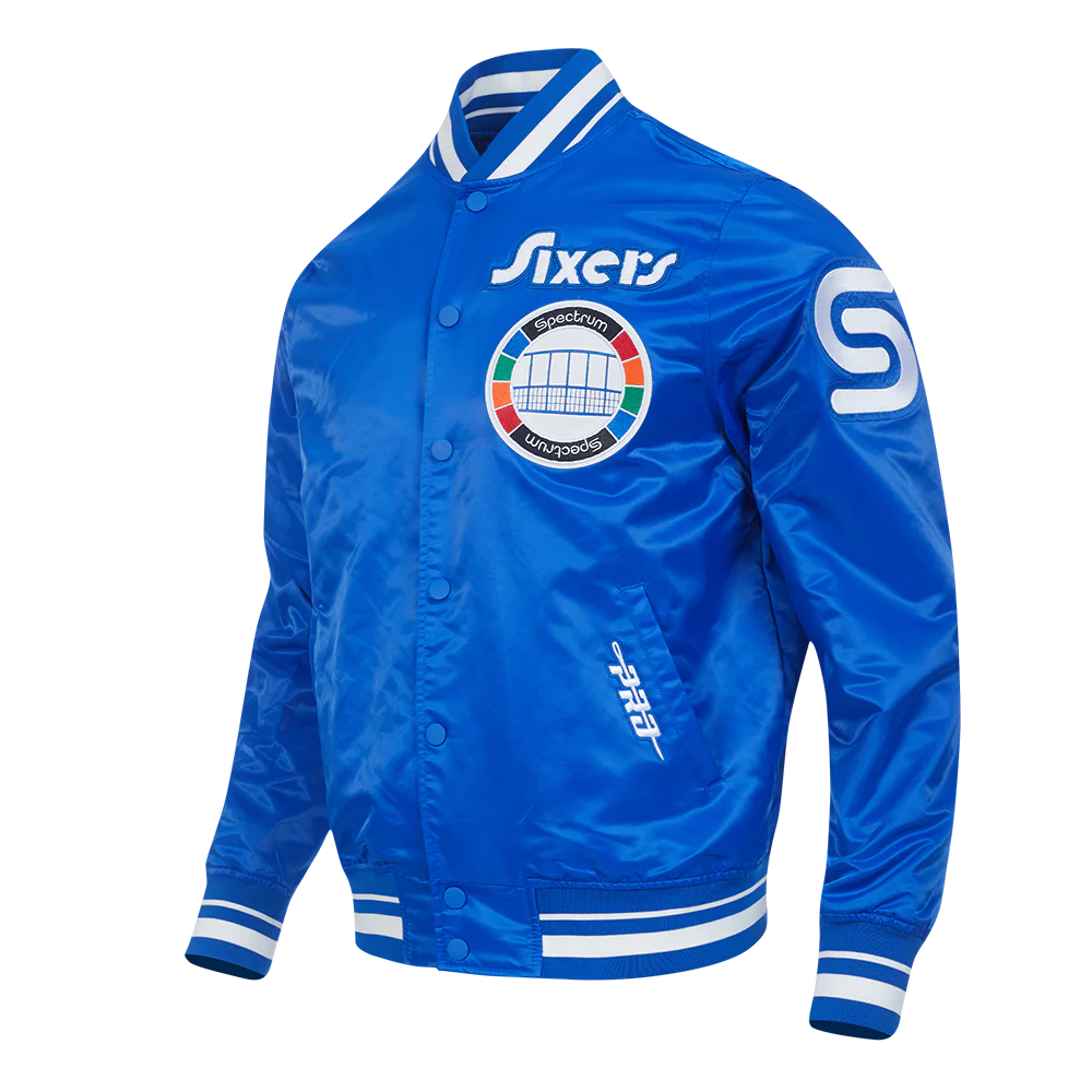 NBA PHILADELPHIA 76ERS CITY EDITION 24-25 MEN'S RIB SATIN JACKET (ROYAL BLUE) - Image 2