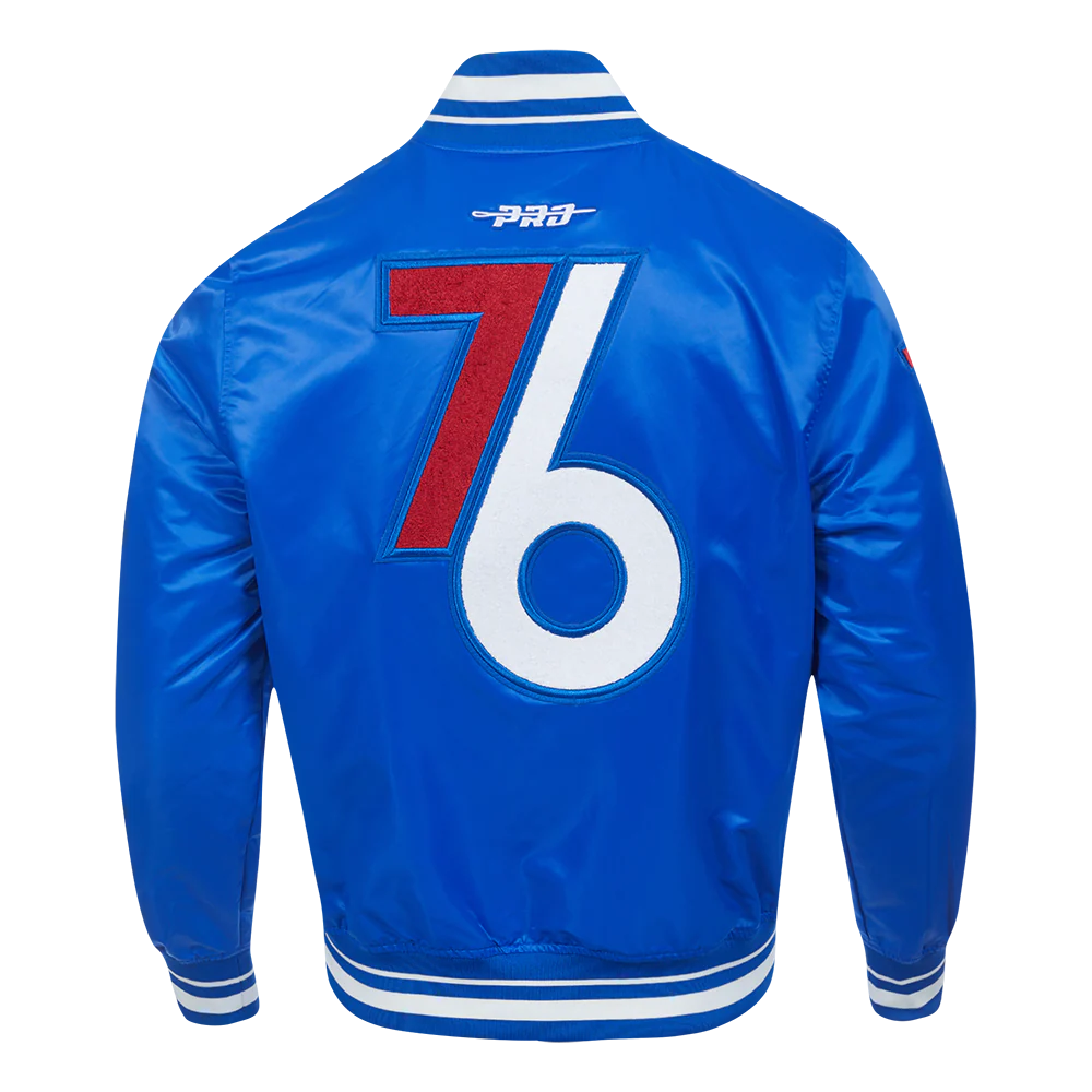 NBA PHILADELPHIA 76ERS CITY EDITION 24-25 MEN'S RIB SATIN JACKET (ROYAL BLUE) - Image 3