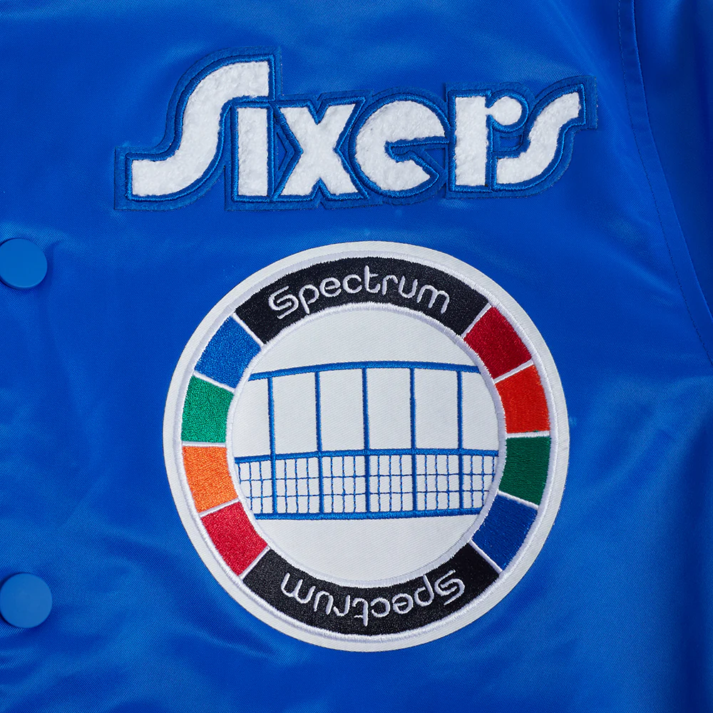 NBA PHILADELPHIA 76ERS CITY EDITION 24-25 MEN'S RIB SATIN JACKET (ROYAL BLUE) - Image 5