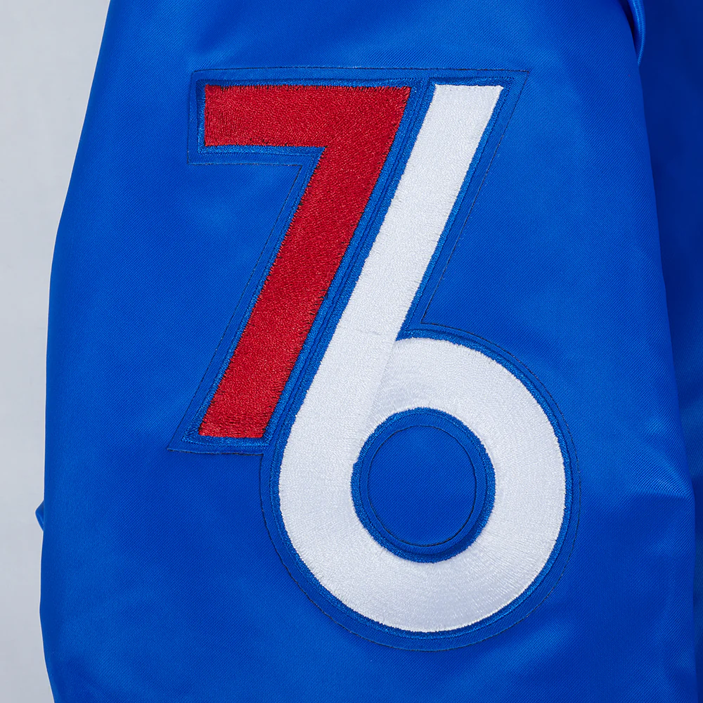 NBA PHILADELPHIA 76ERS CITY EDITION 24-25 MEN'S RIB SATIN JACKET (ROYAL BLUE) - Image 6