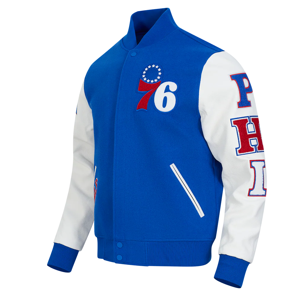 NBA PHILADELPHIA 76ERS CLASSIC WOOL MEN'S VARSITY JACKET (ROYAL/WHITE) - Image 2