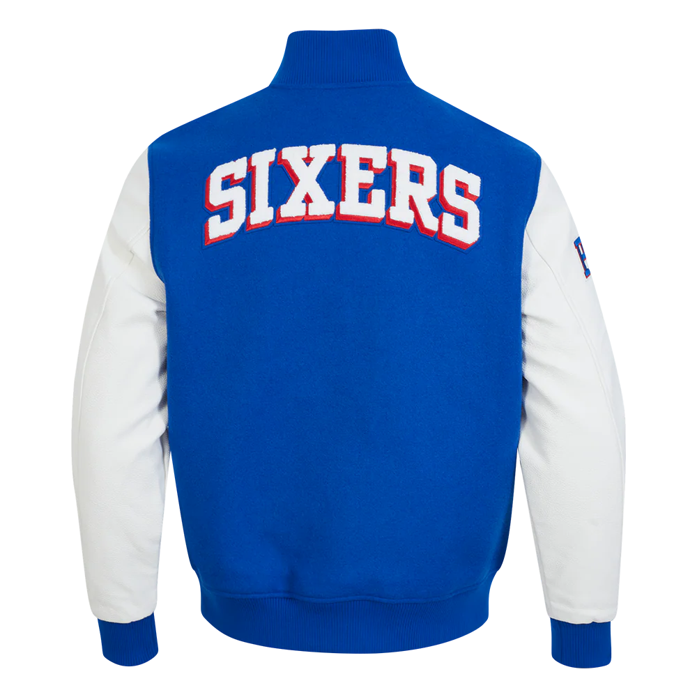 NBA PHILADELPHIA 76ERS CLASSIC WOOL MEN'S VARSITY JACKET (ROYAL/WHITE) - Image 3