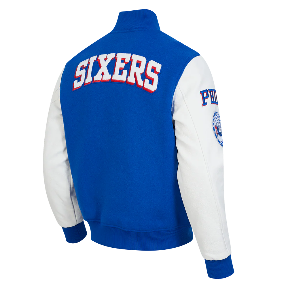 NBA PHILADELPHIA 76ERS CLASSIC WOOL MEN'S VARSITY JACKET (ROYAL/WHITE) - Image 4