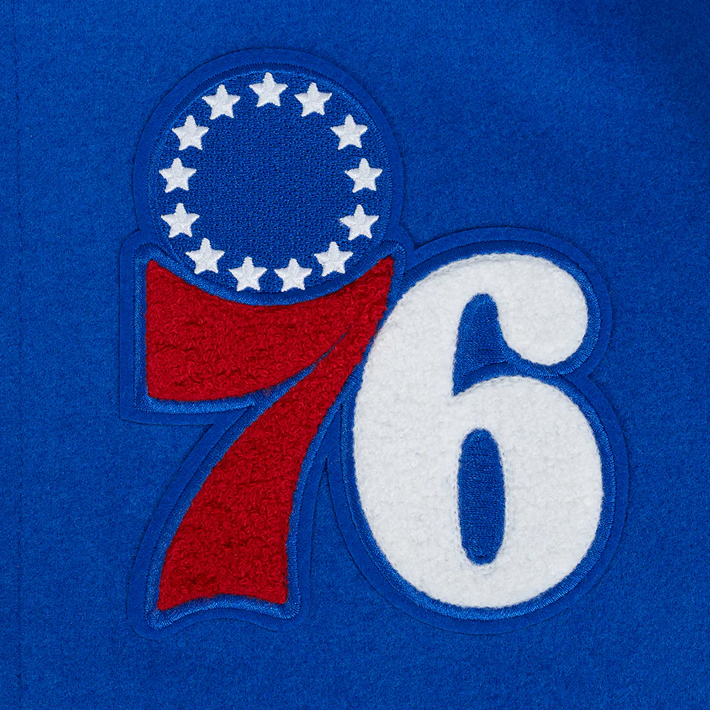 NBA PHILADELPHIA 76ERS CLASSIC WOOL MEN'S VARSITY JACKET (ROYAL/WHITE) - Image 5