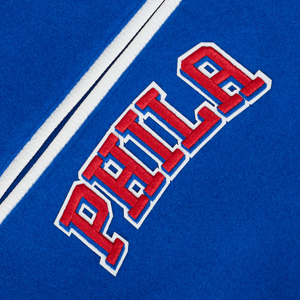 NBA PHILADELPHIA 76ERS CLASSIC WOOL MEN'S VARSITY JACKET (ROYAL/WHITE) - Image 6