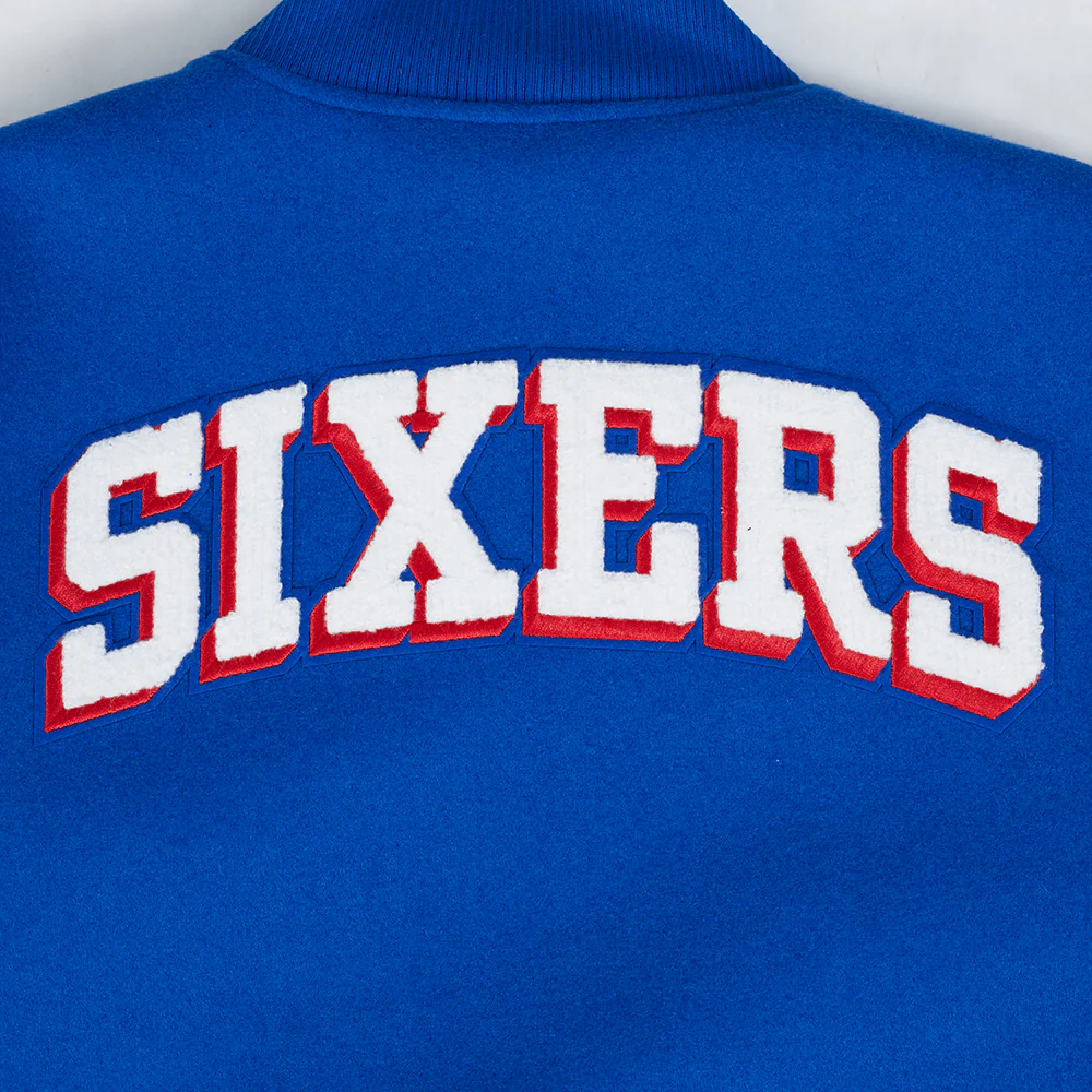 NBA PHILADELPHIA 76ERS CLASSIC WOOL MEN'S VARSITY JACKET (ROYAL/WHITE) - Image 9
