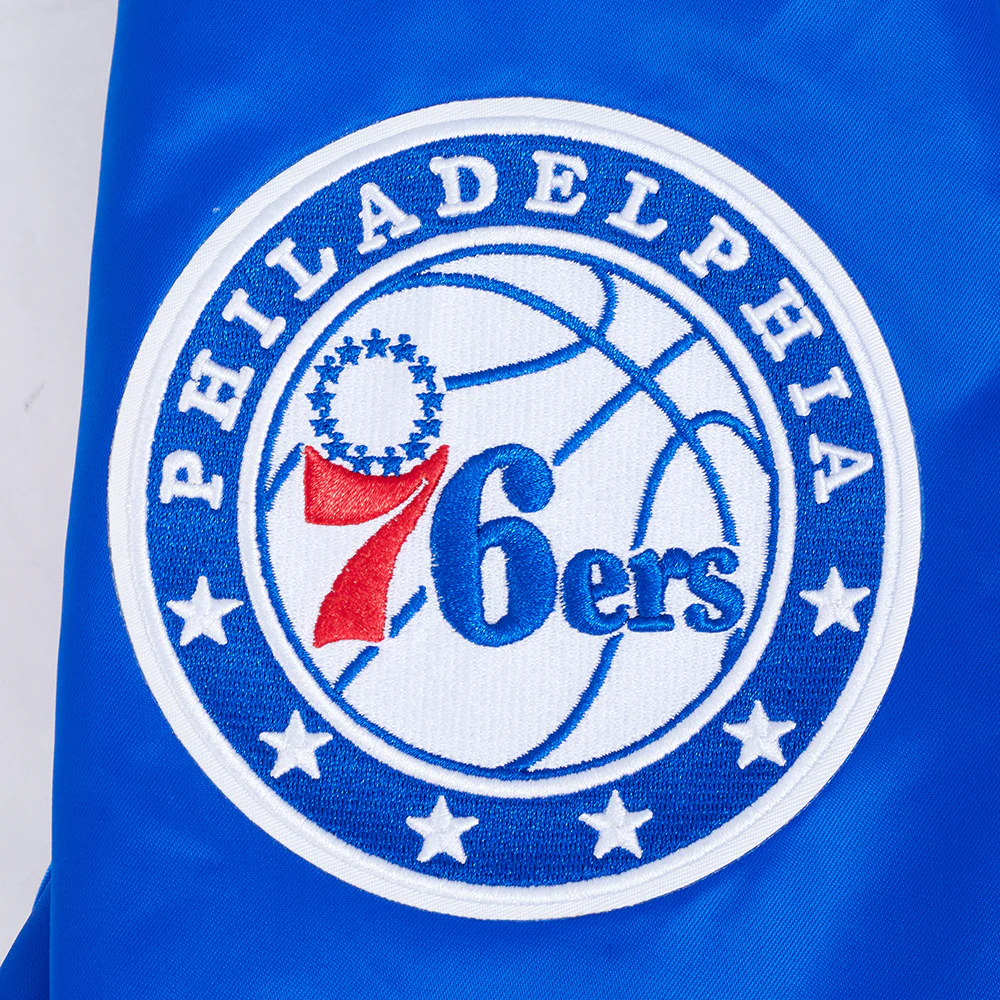 NBA PHILADELPHIA 76ERS BIG LOGO MEN'S SATIN JACKET (ROYAL BLUE) - Image 7