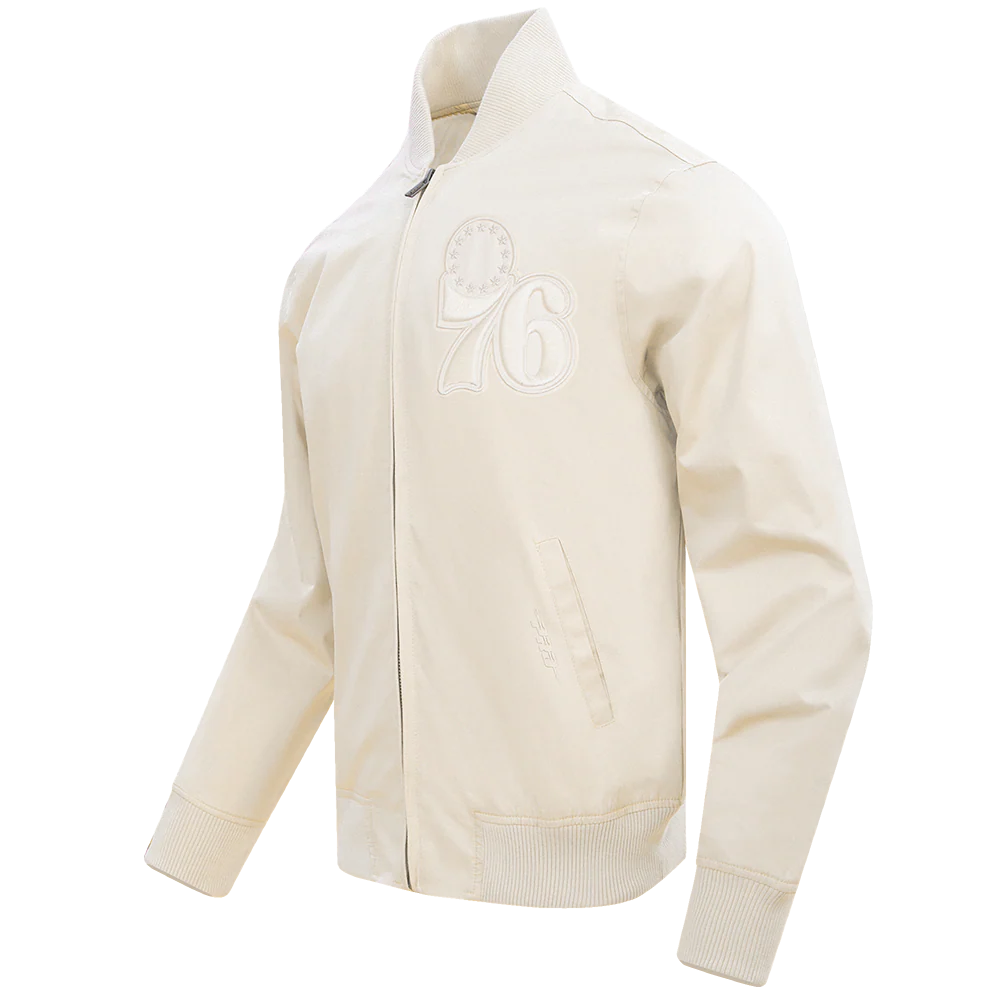 NBA PHILADELPHIA 76ERS NEUTRAL MEN'S TWILL JACKET (EGGSHELL) - Image 2