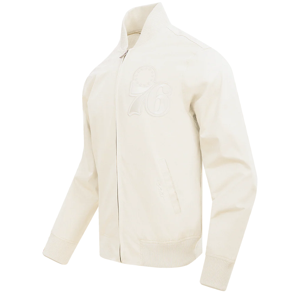 NBA PHILADELPHIA 76ERS NEUTRAL MEN'S TWILL JACKET (EGGSHELL) - Image 9