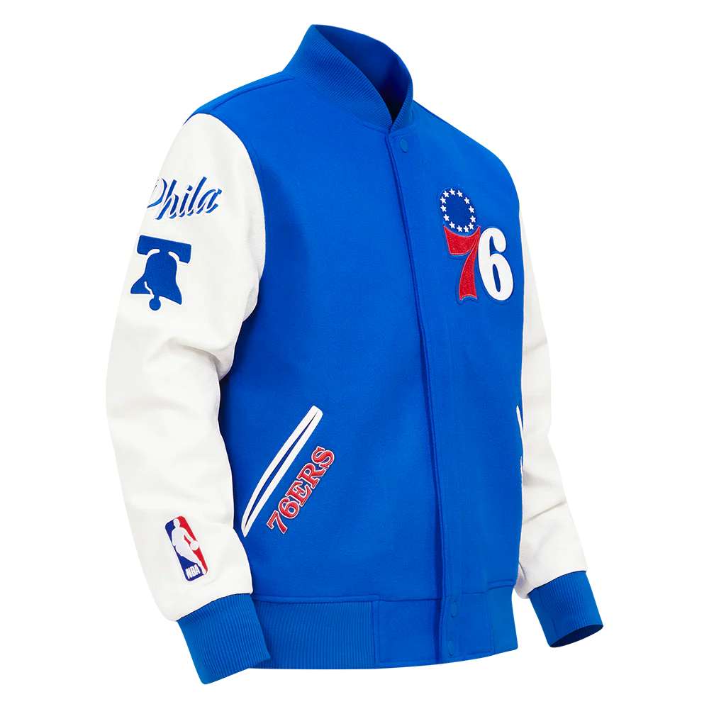 NBA PHILADELPHIA 76ers CLASSIC MEN'S WOOL VARSITY JACKET (ROYAL BLUE/WHITE) - Image 4