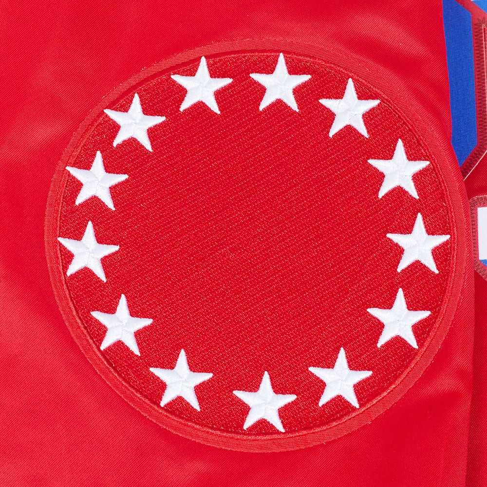 NBA PHILADELPHIA 76ERS CLASSIC BIG LOGO SATIN JACKET (RED) - Image 6
