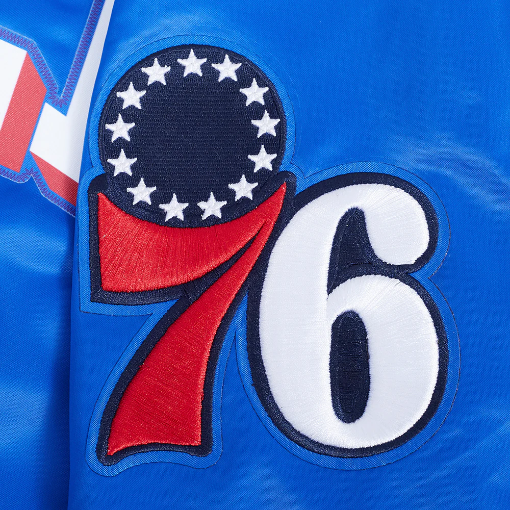 NBA PHILADELPHIA 76ERS CLASSIC BIG LOGO SATIN JACKET (ROYAL BLUE) - Image 7