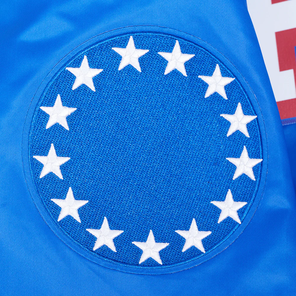 NBA PHILADELPHIA 76ERS CLASSIC BIG LOGO SATIN JACKET (ROYAL BLUE) - Image 8