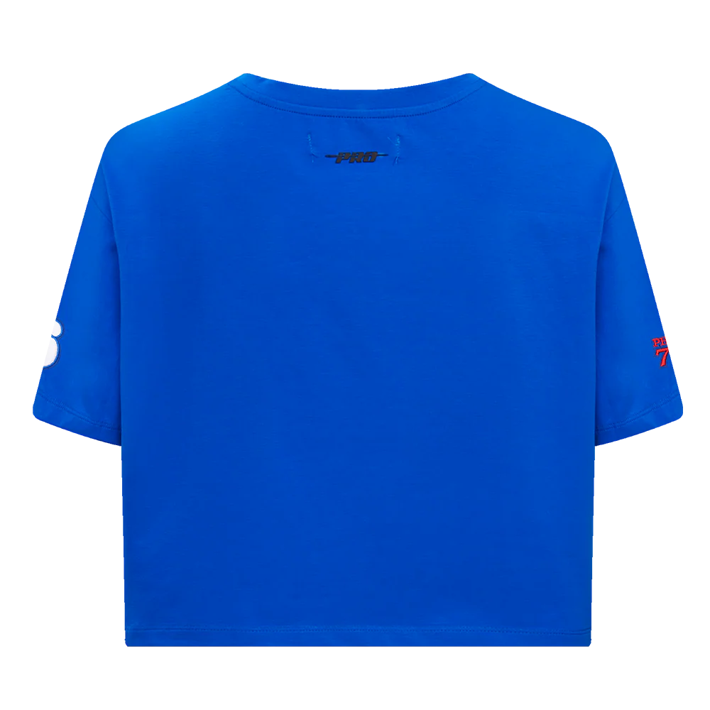 NBA PHILADELPHIA 76ers SCRIPT TAIL WOMEN'S SINGLE JERSEY BOXY TEE (ROYAL BLUE) - Image 3