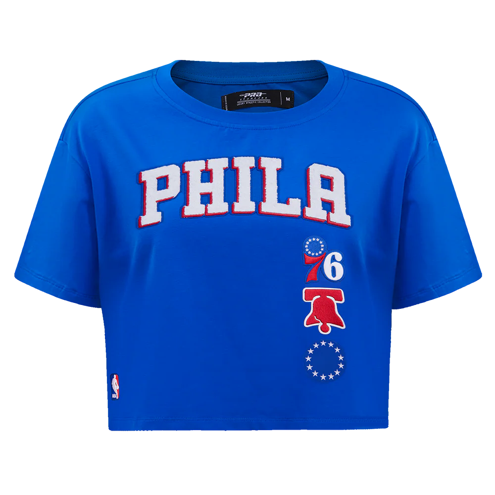 NBA PHILADELPHIA 76ers RETRO CLASSIC SINGLE JERSEY BOXY TEE (ROYAL BLUE)