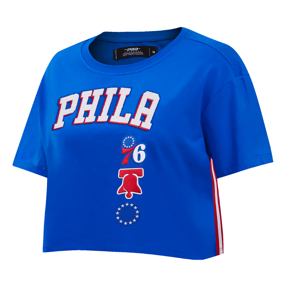 NBA PHILADELPHIA 76ers RETRO CLASSIC SINGLE JERSEY BOXY TEE (ROYAL BLUE) - Image 2