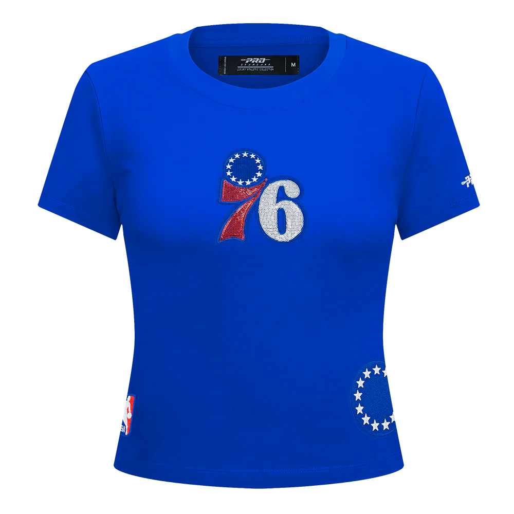 NBA PHILADELPHIA 76ERS GAME DAY CLASSICS WOMEN'S SJ BABY DOLL TEE (ROYAL BLUE)