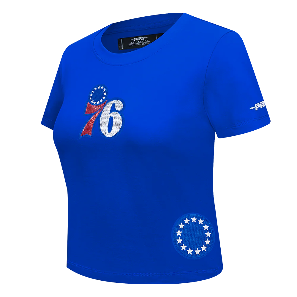 NBA PHILADELPHIA 76ERS GAME DAY CLASSICS WOMEN'S SJ BABY DOLL TEE (ROYAL BLUE) - Image 2