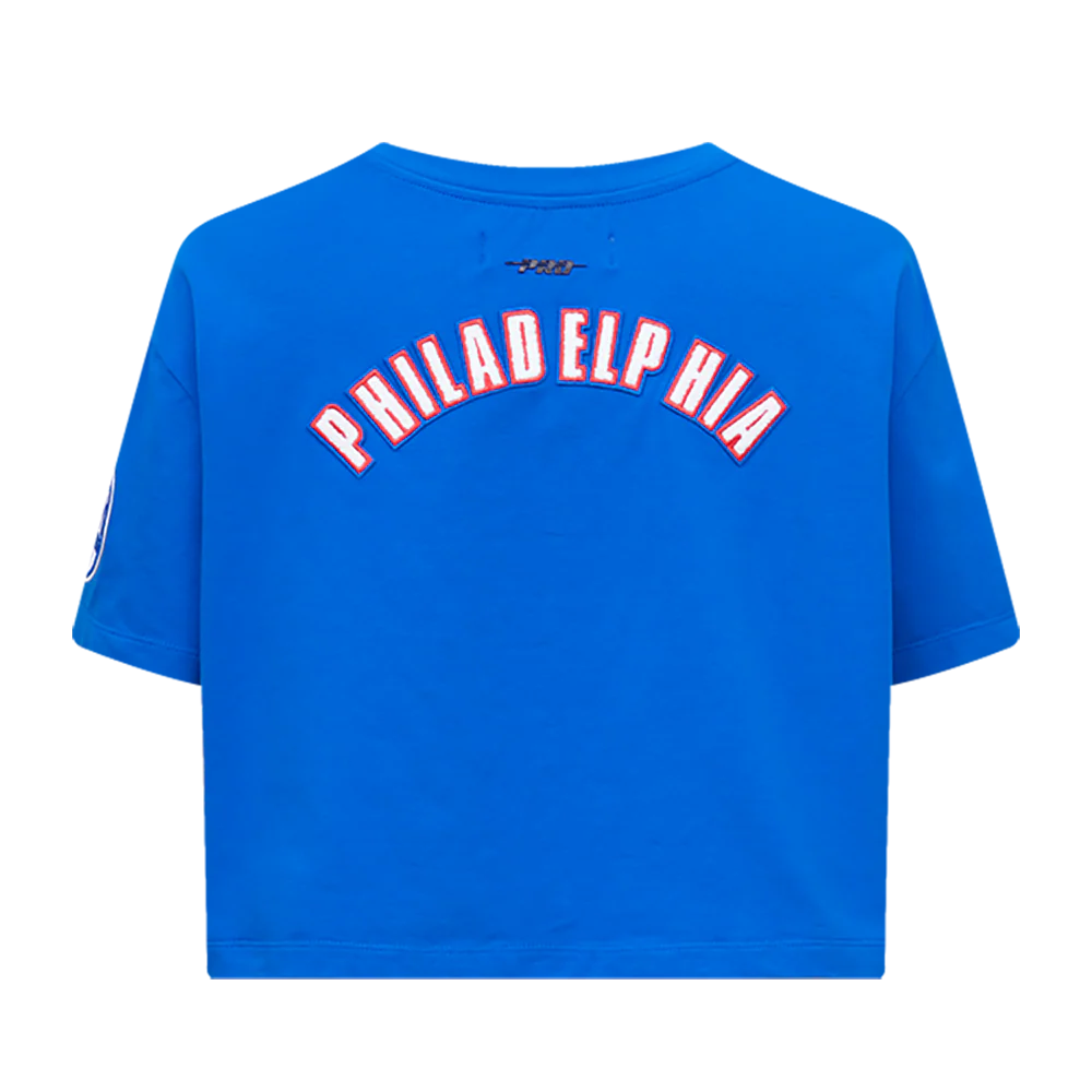 NBA PHILADELPHIA 76ERS CLASSIC WOMEN'S BOXY TEE (ROYAL BLUE) - Image 3