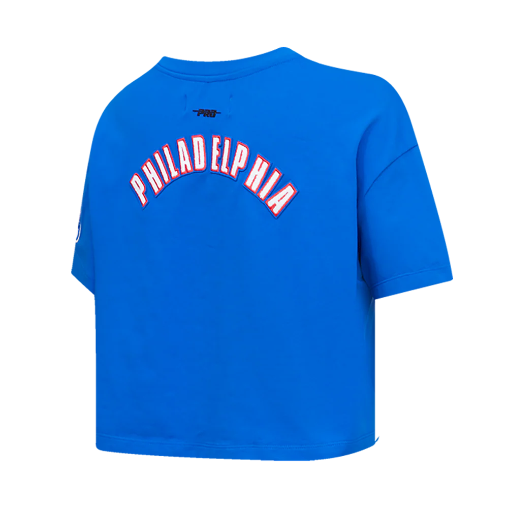 NBA PHILADELPHIA 76ERS CLASSIC WOMEN'S BOXY TEE (ROYAL BLUE) - Image 4