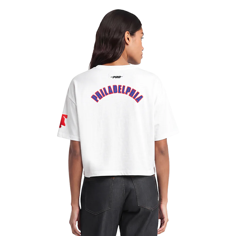 NBA PHILADELPHIA 76ERS CLASSIC WOMEN'S BOXY TEE (WHITE) - Image 2