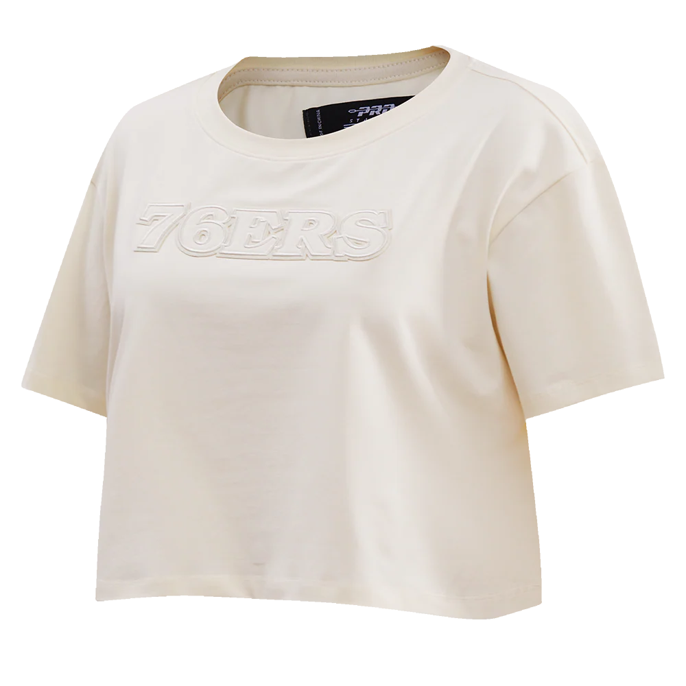 NBA PHILADELPHIA 76ERS NEUTRAL WOMEN'S BOXY TEE (EGGSHELL) - Image 4