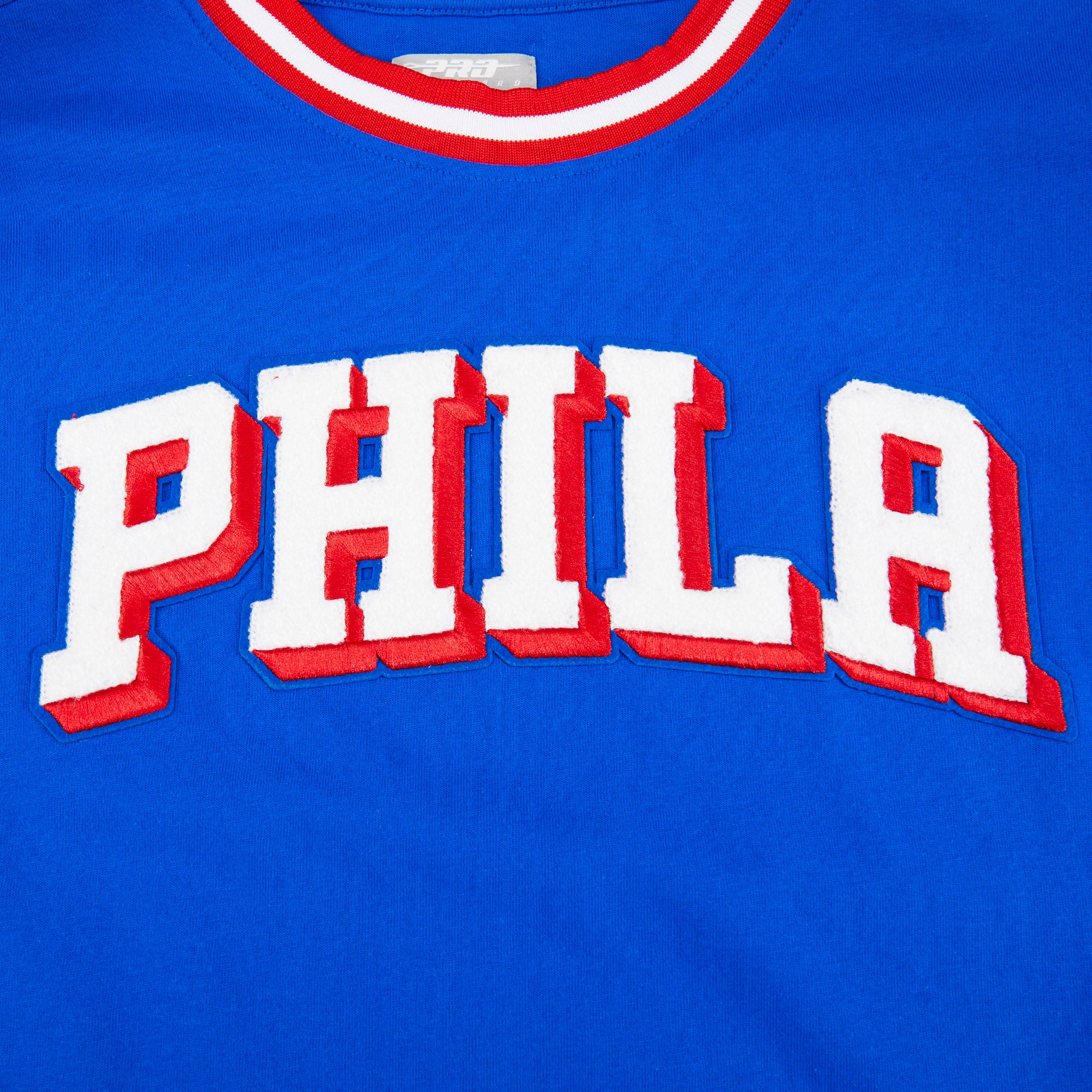 NBA PHILADELPHIA 76ERS CLASSIC BIG BOYS SHORT SLEEVE STRIPED RIB TEE (ROYAL BLUE/RED) - Image 3