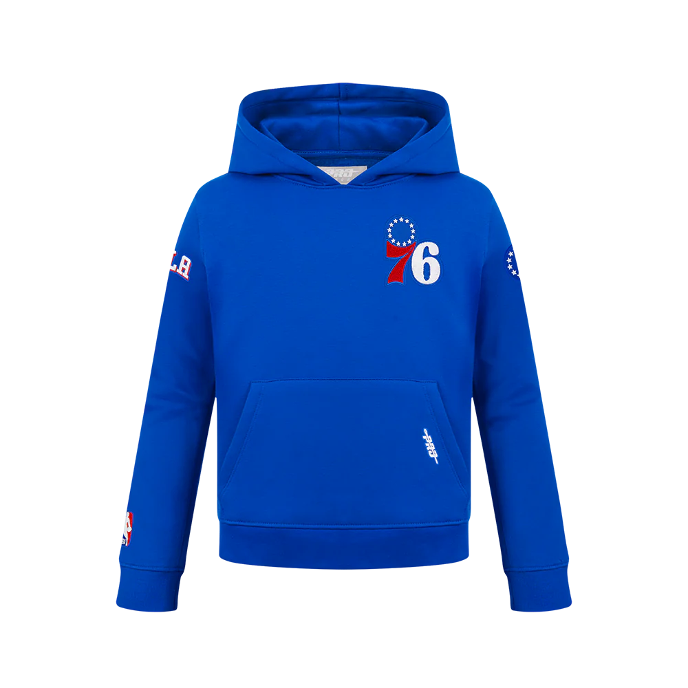 NBA PHILADELPHIA 76ERS CLASSIC BIG BOYS FLEECE PULLOVER HOODIE (ROYAL BLUE)