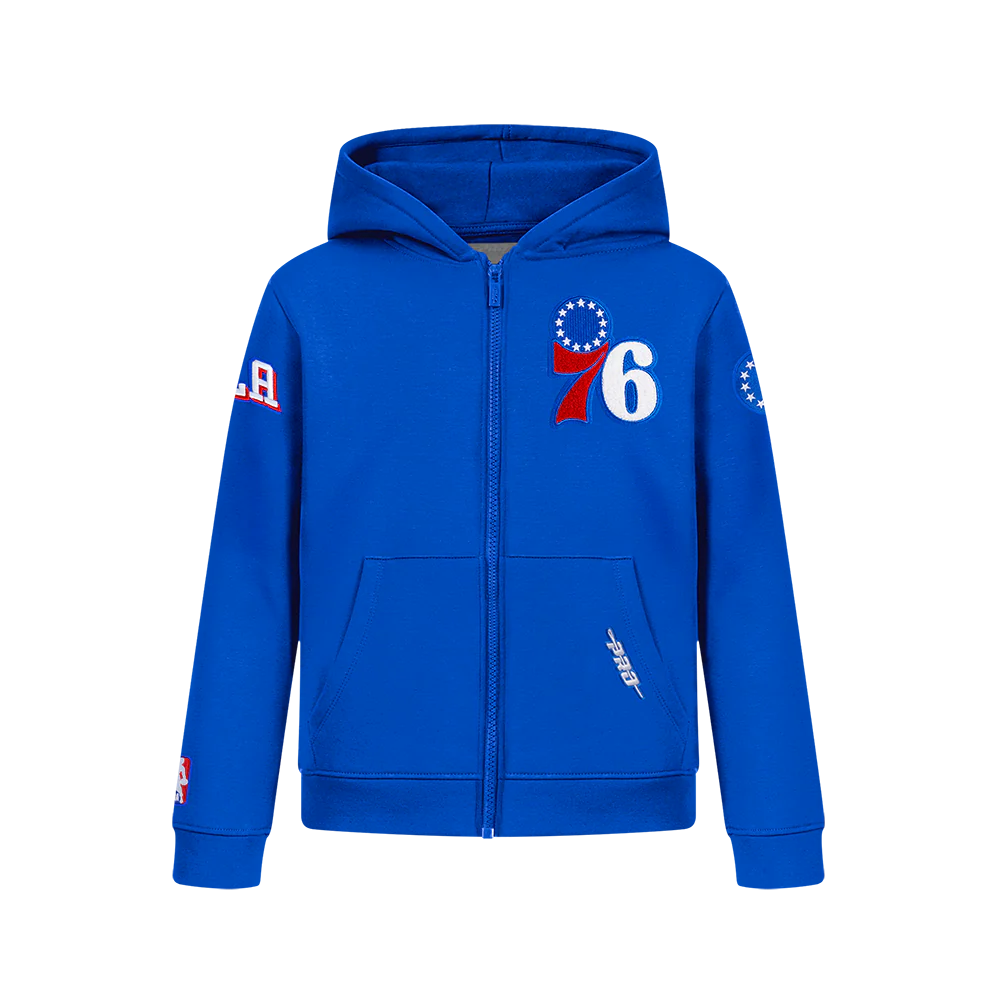 NBA PHILADELPHIA 76ERS CLASSIC BIG BOY'S FLC FZ PO HOODIE (ROYAL BLUE)