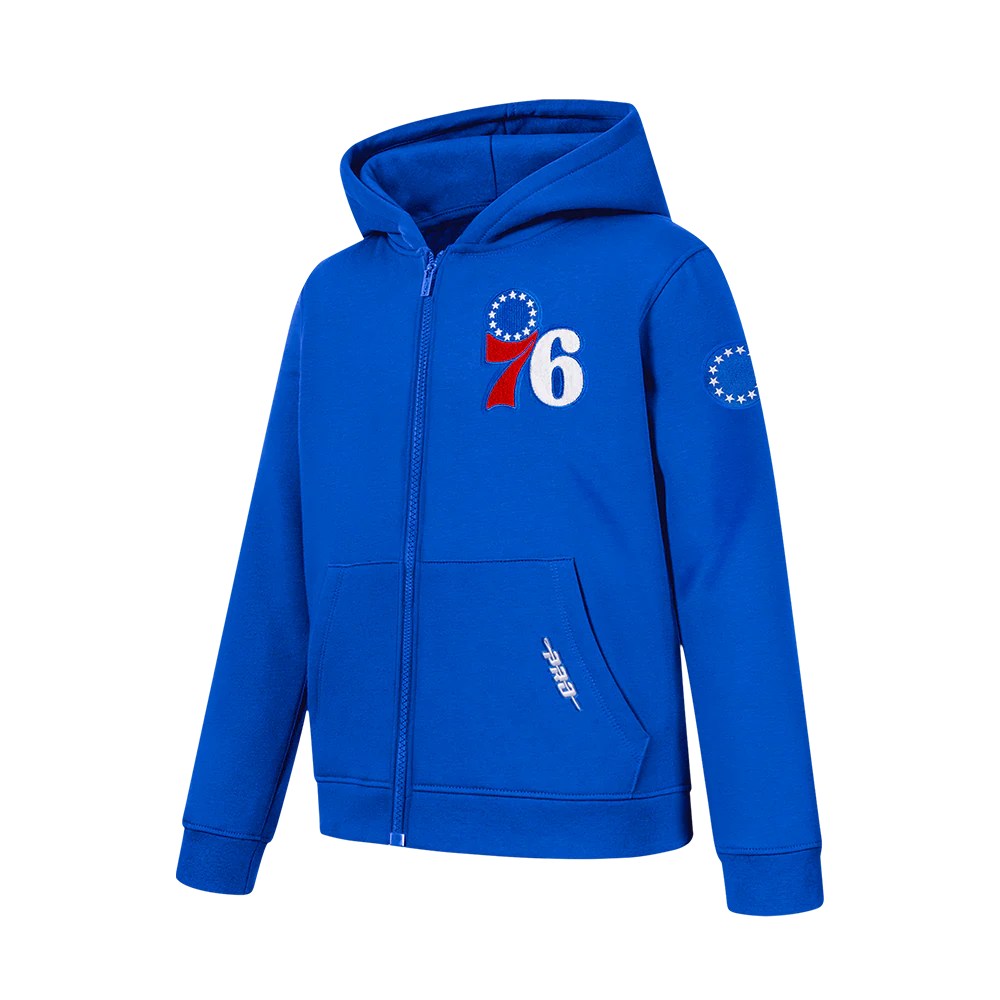 NBA PHILADELPHIA 76ERS CLASSIC BIG BOY'S FLC FZ PO HOODIE (ROYAL BLUE) - Image 2