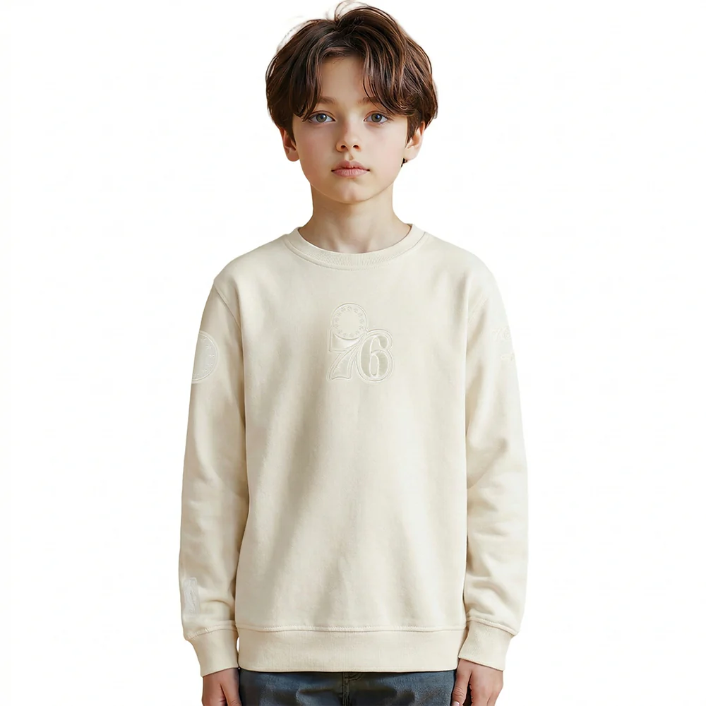NBA PHILADELPHIA 76ERS NEUTRAL BIG BOYS FLEECE CREWNECK (EGGSHELL)