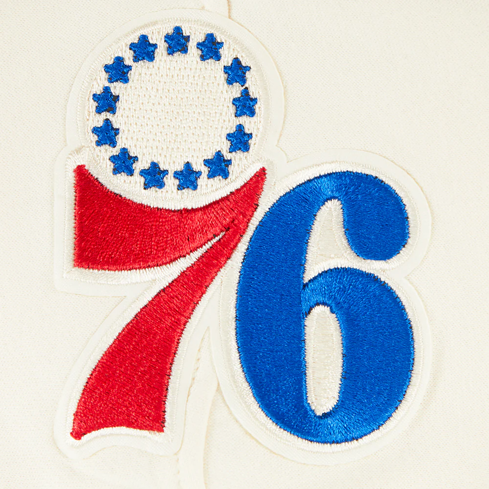 NBA PHILADELPHIA 76ERS RETRO CLASSIC BIG BOYS RIB FLEECE PULLOVER HOODIE (EGGSHELL/ROYAL BLUE) - Image 3
